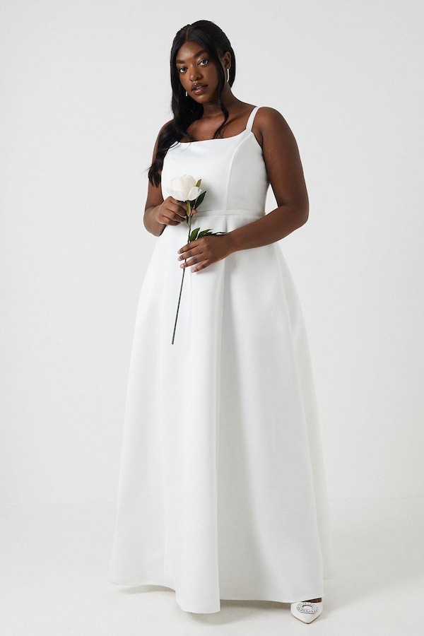 Coast Plus Size Structured Satin Full Skirt Wedding Dress Ivory