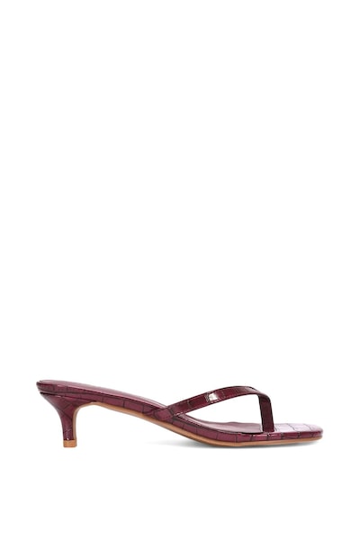 XY London 'Jane' Toe Post Low Kitten Heel Mule Sandal Shoes