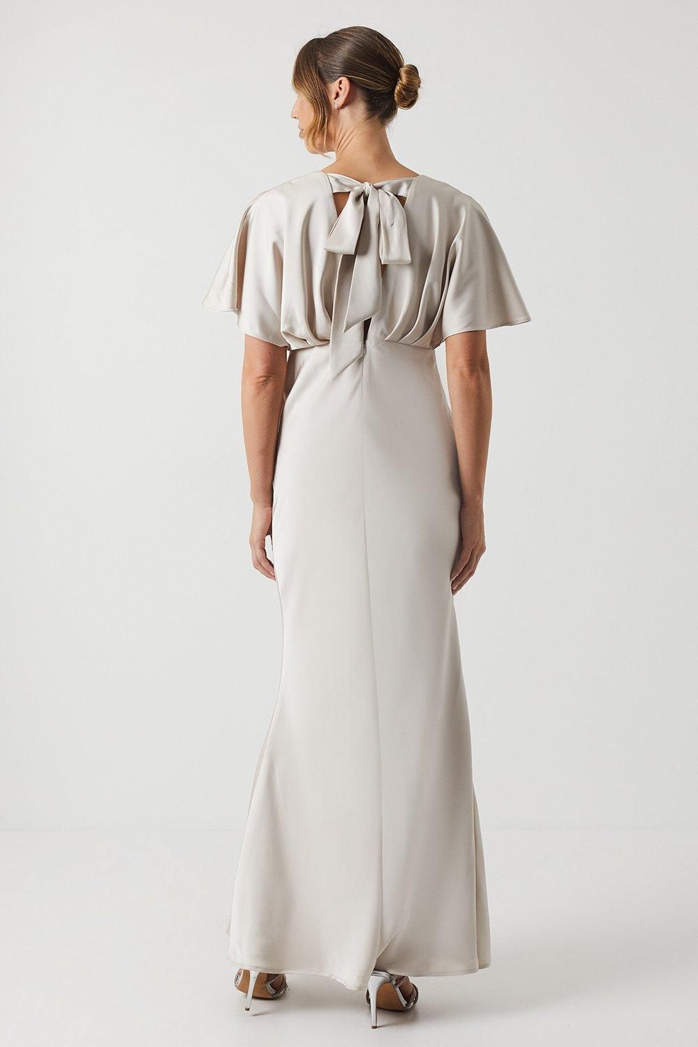 Coast Batwing Sleeve Satin Fishtail Bridesmaid Dress Champagne image 3