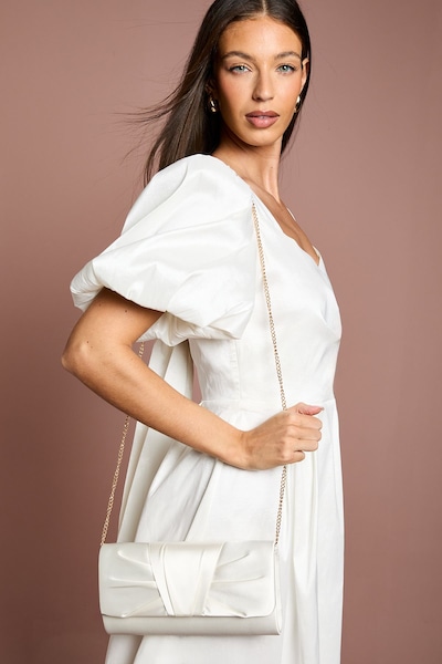 Coast Bridal Emma Satin Detail Chain Clutch Bag Ivory