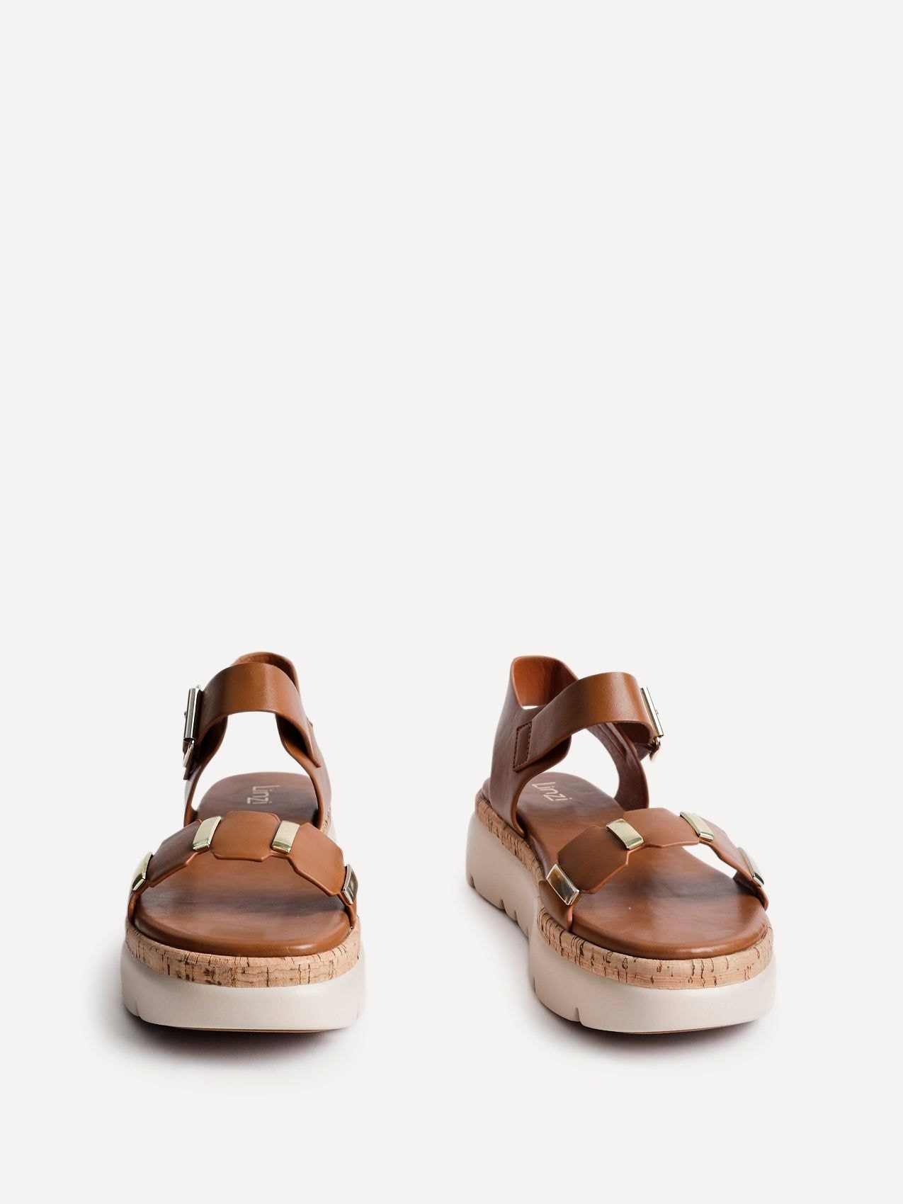 Linzi Stride Tan Faux Leather Flatform Sandal image 3