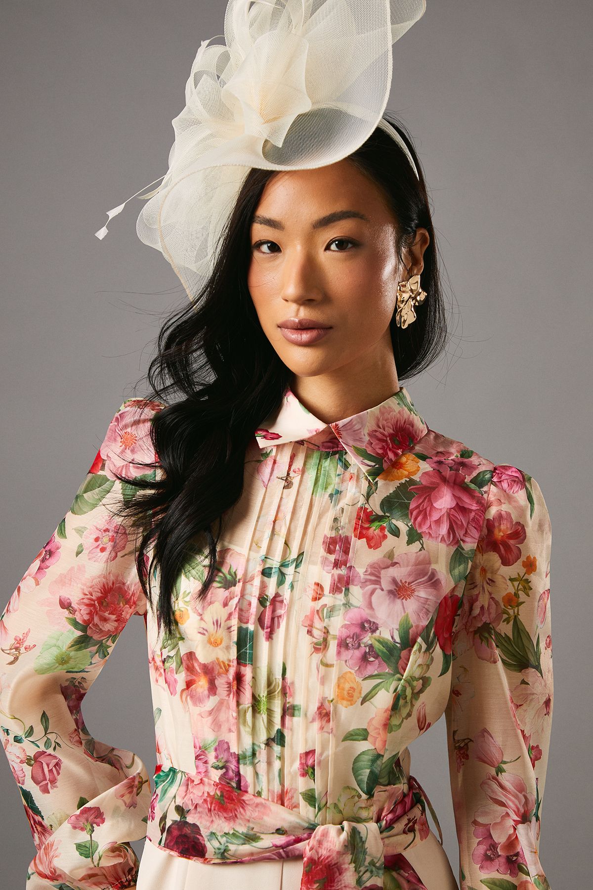 Coast Blouson Sleeve Pintuck Detail Wide Leg Jumpsuit Ivory image 4