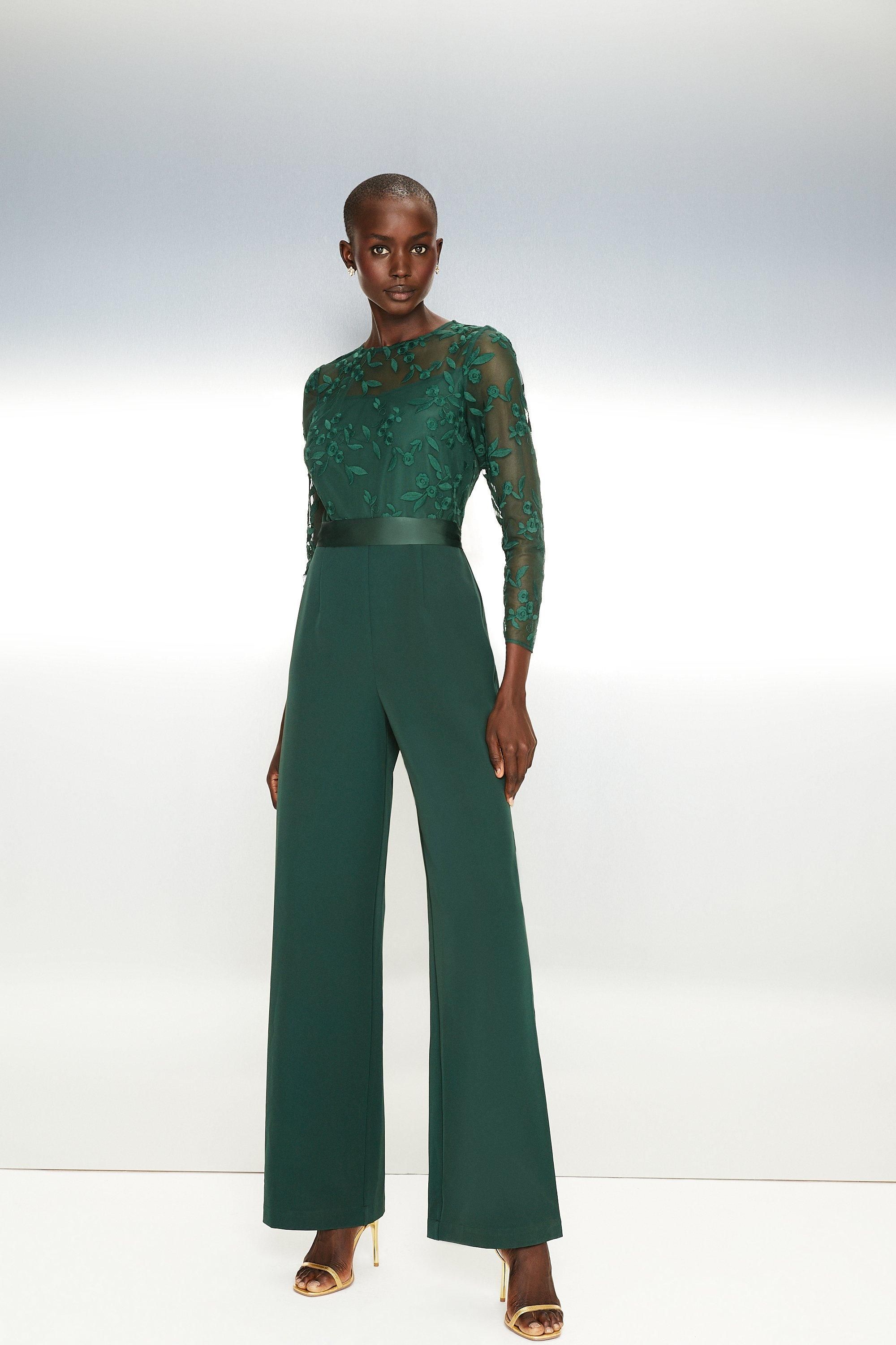 Coast Embroidered Top Wide Leg Jumpsuit Forest image 1