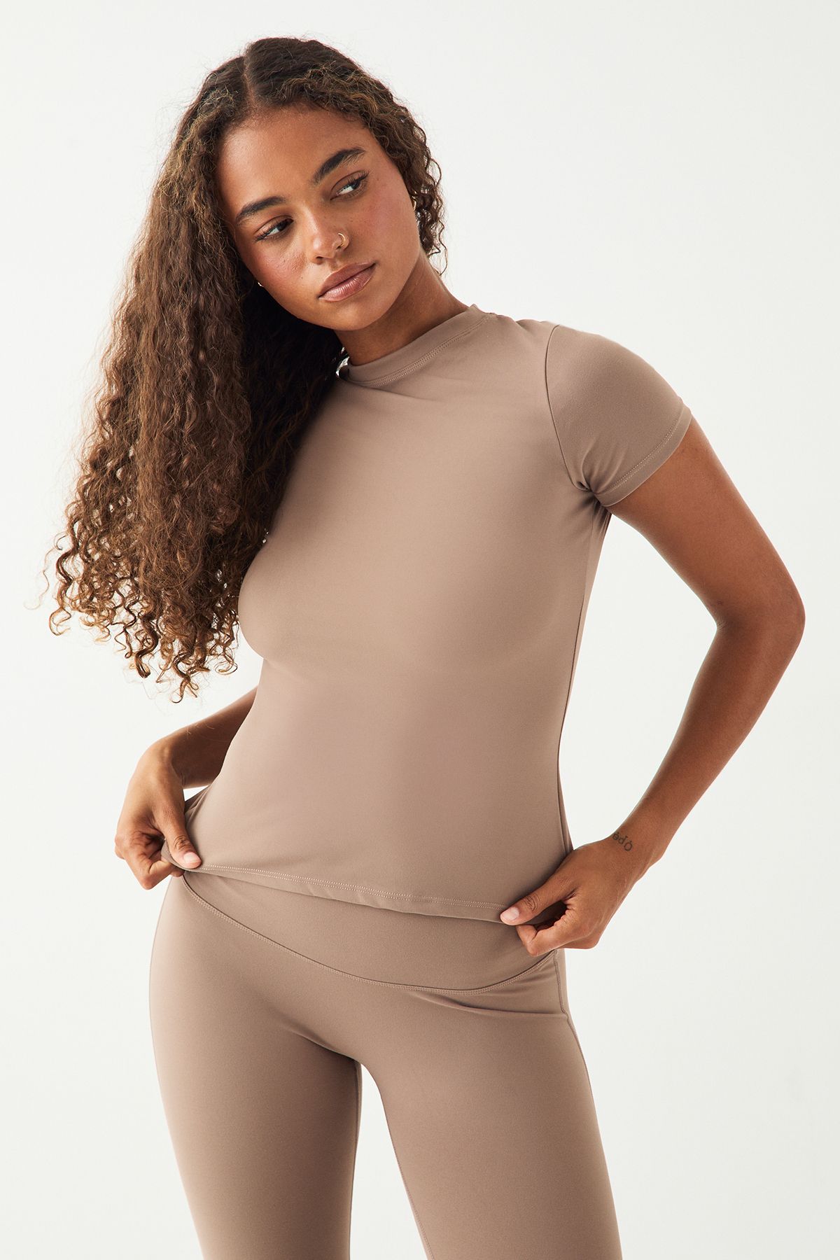 DSGN Studio DSGN Studio Ultra Sculpt Short Sleeve Top Taupe image 1