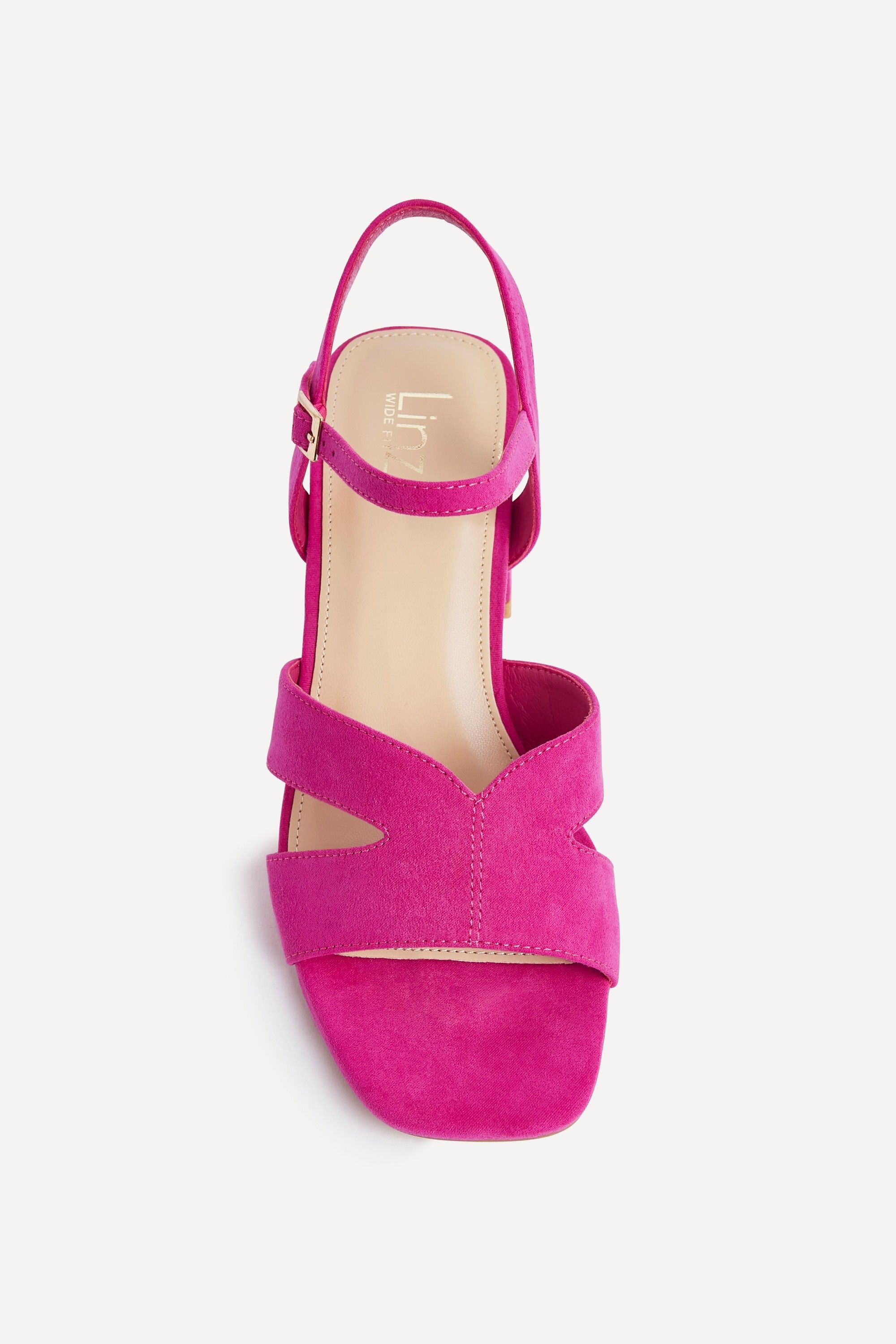 Linzi Empire Wide Fit Fuchsia Faux Suede Link Detail Block Heels image 4