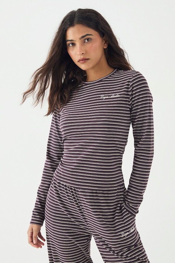 DSGN Studio DSGN Studio Soft Stripe Long Sleeve Top Plum