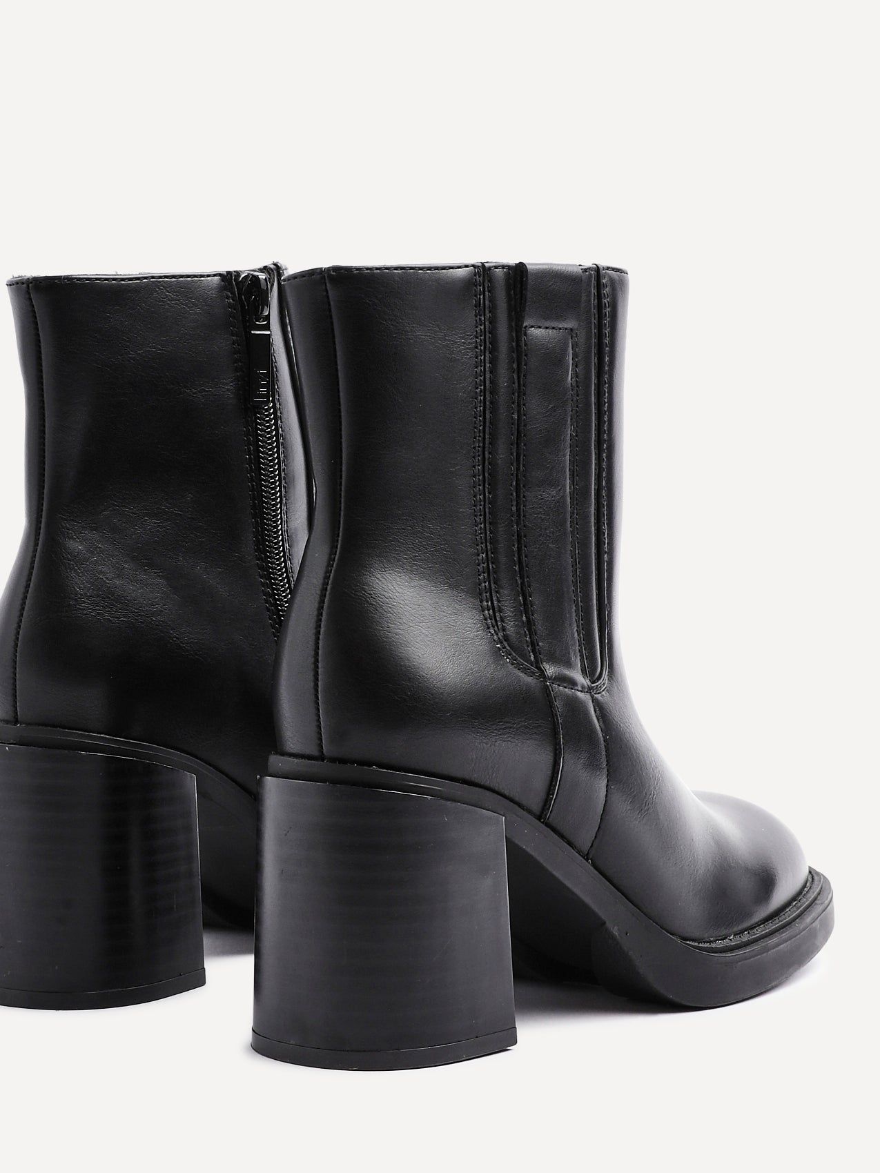 Linzi Cheska Black Faux Leather Block Heeled Ankle Boot image 5