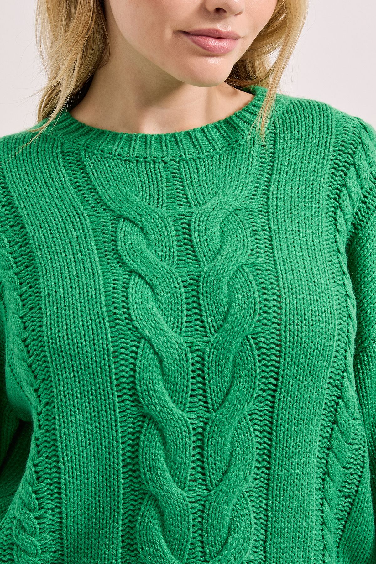 Dorothy Perkins Cable Knitted Crew Neck Jumper Bright Green image 5