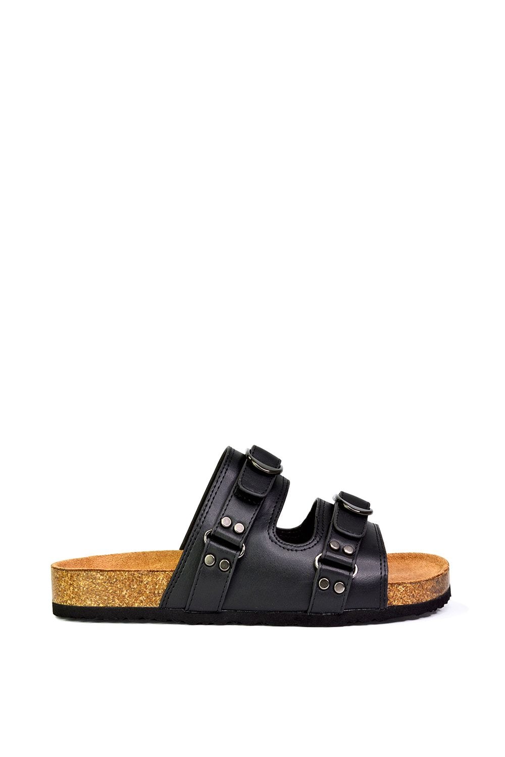 XY London 'Evan' Strappy Slip On Buckle Flat Sandal Sliders