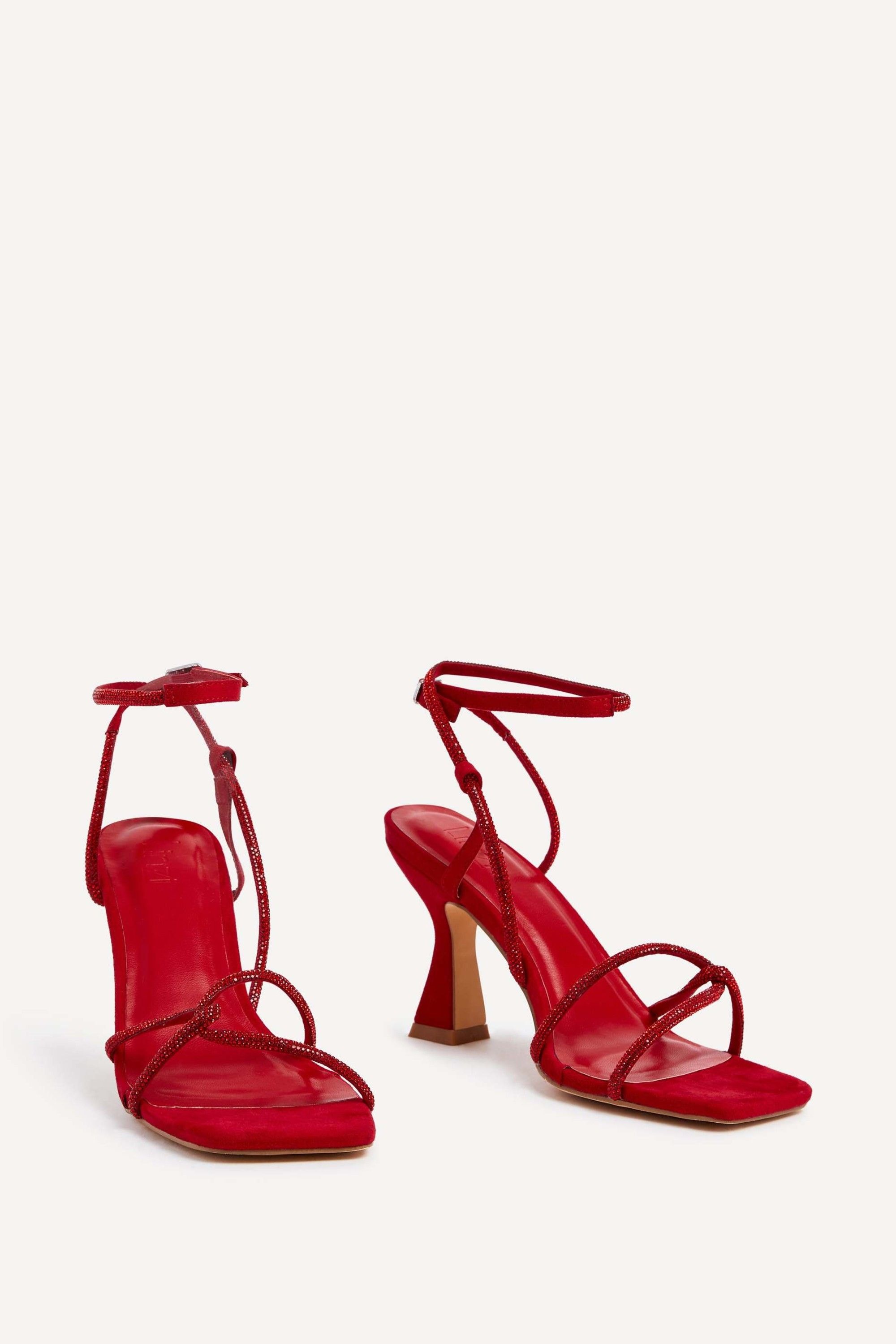 Linzi Entice Red Faux Suede Diamante Embellishes Strappy Heel image 3
