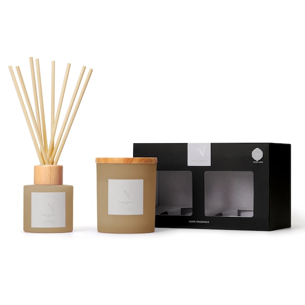 Aroma Naturals Frosted Decadence Candle & Diffuser Gift Set – Cashmere