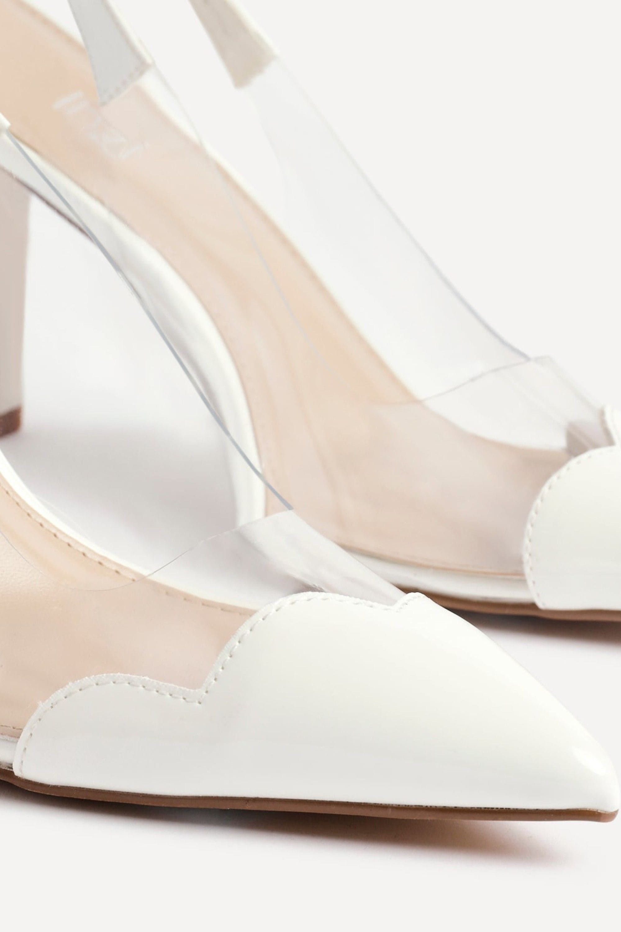 Linzi Nolita White Perspex Patent Mix Slingback Court Heels image 5