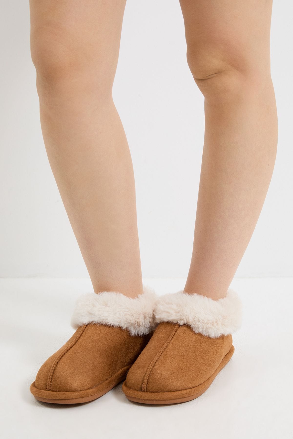 Dorothy Perkins Melody Cosy Faux Fur Lined Bootie Slippers Tan image 1