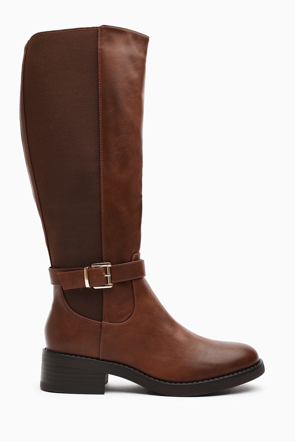 Where's That From 'Oriana' Faux Leather Knee High Riding Boots With Side Buckle Strap image 2