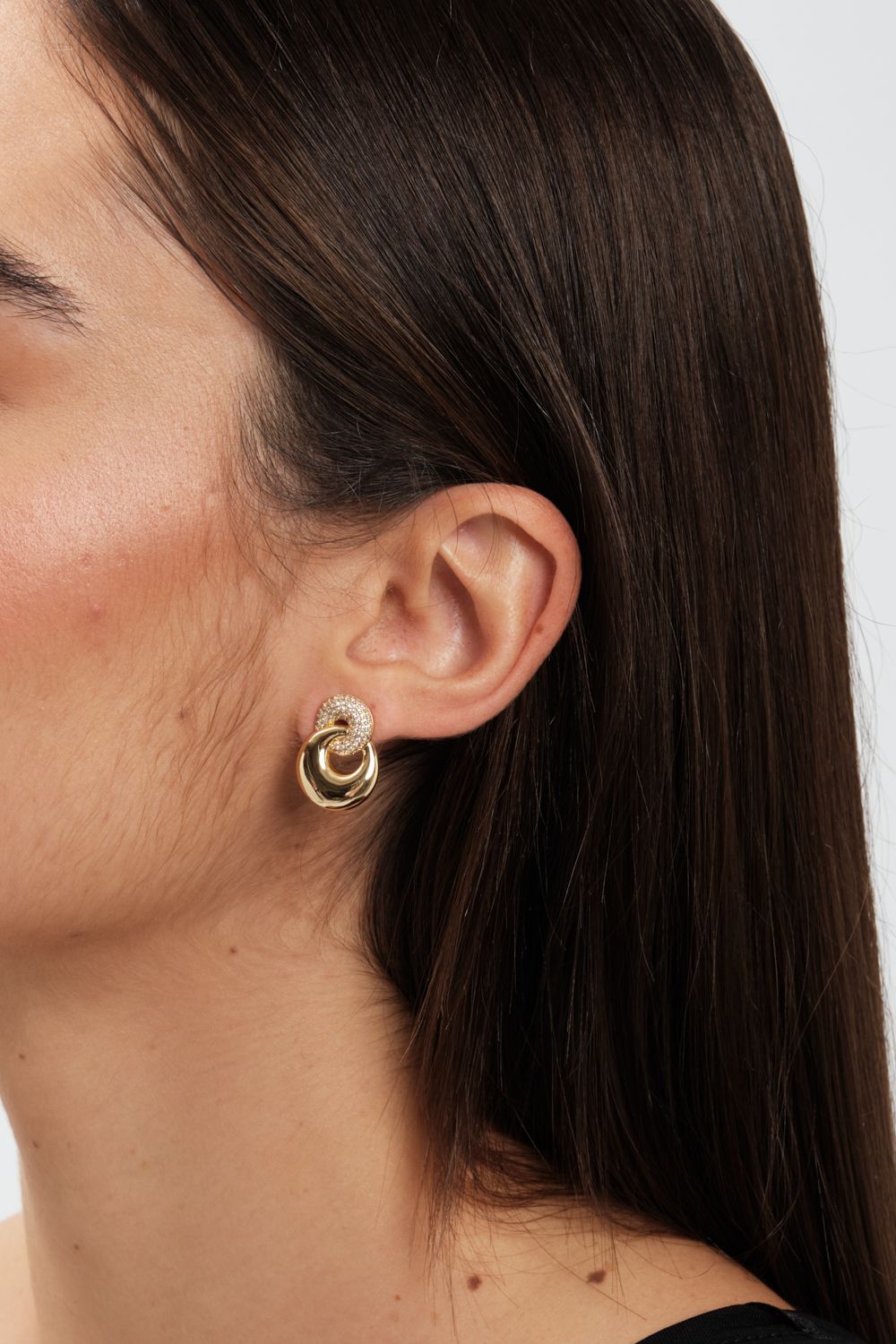 Jon Richard Gold Plated Polished And Pave Circle Drop Earrings image 2