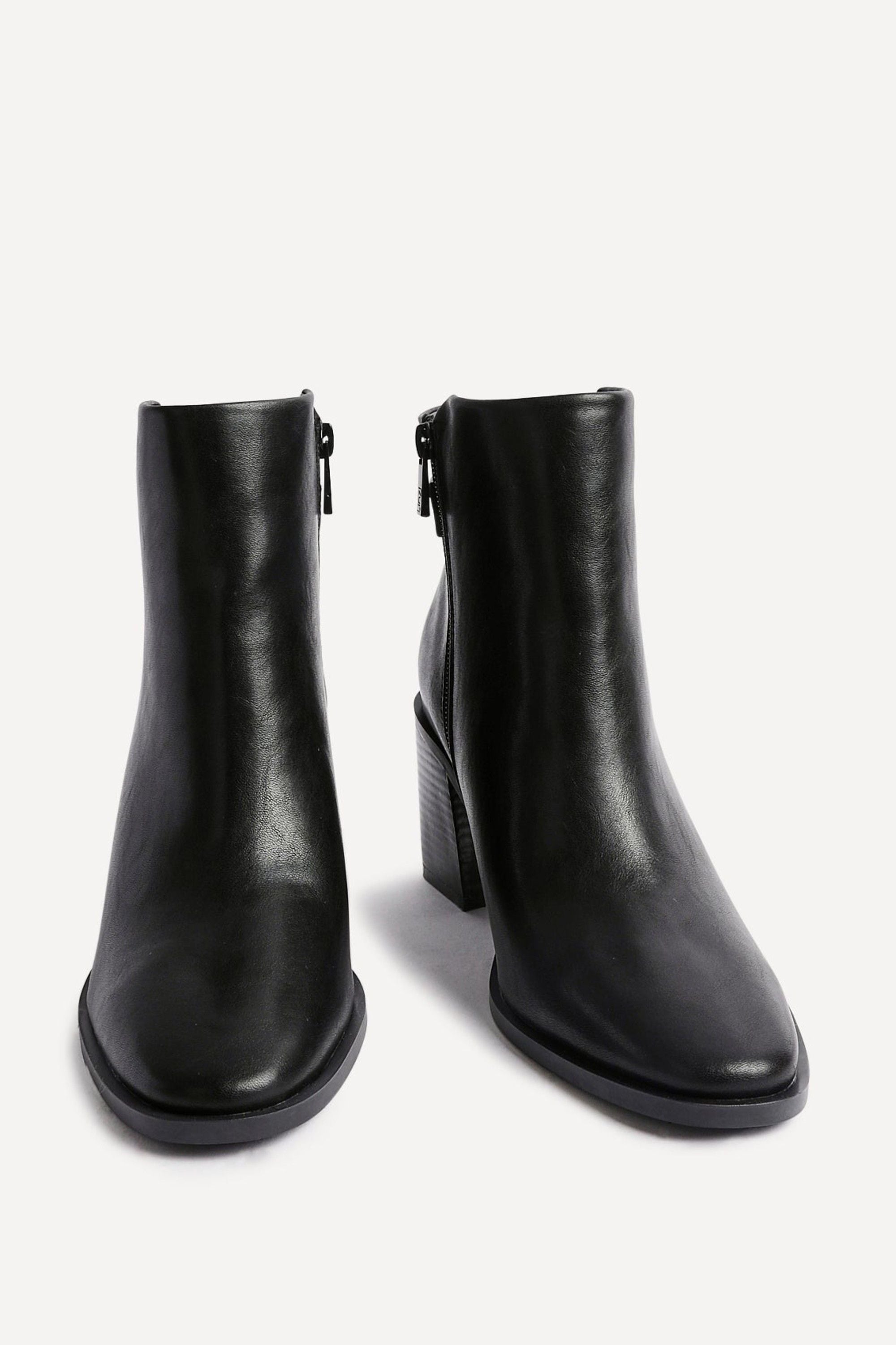 Linzi Rise Black Faux Leather Block Heeled Ankle Boot image 3