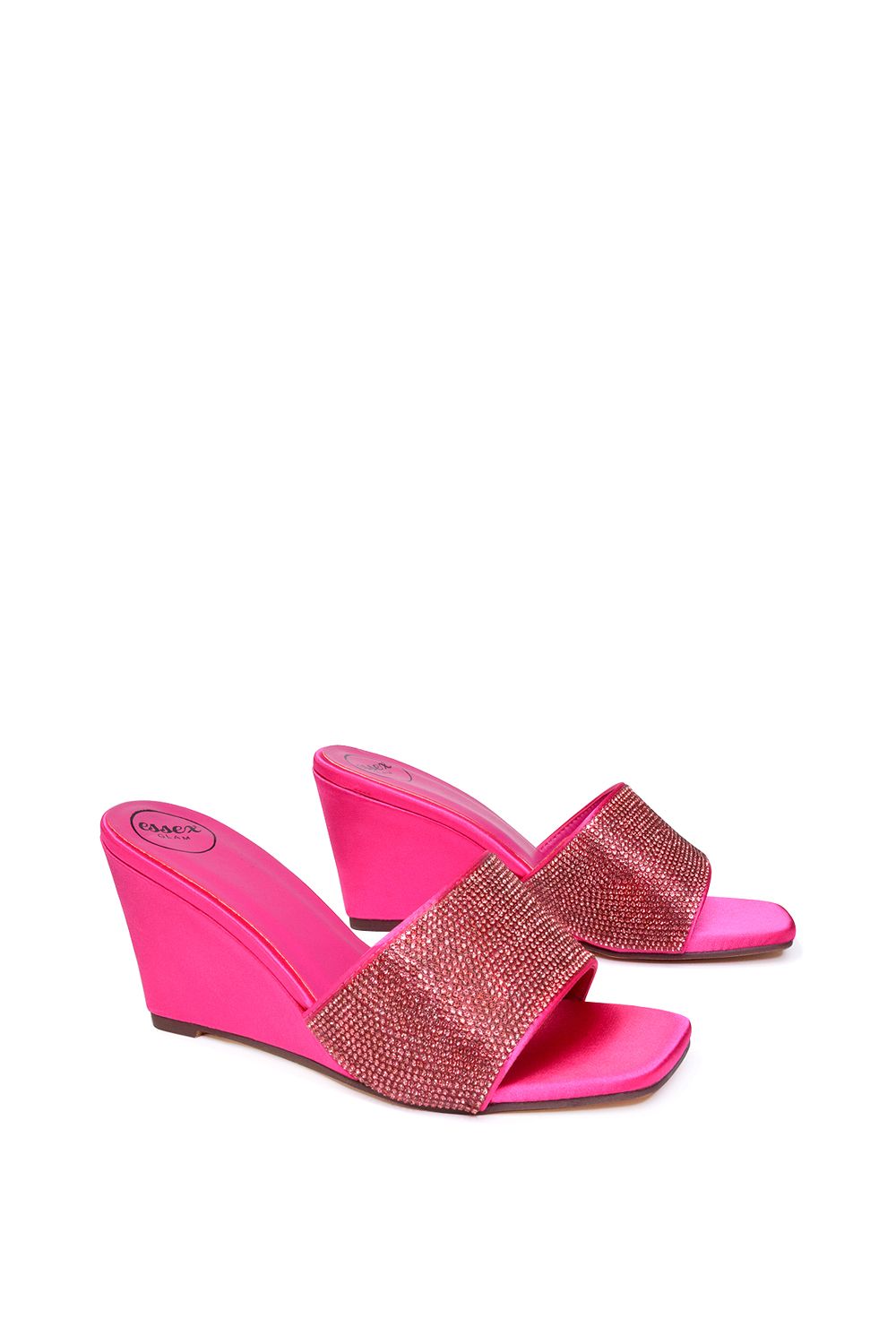 XY London 'Eliza' Slip On Mule Diamante Sandal Wedge Heels With Square Toe image 5