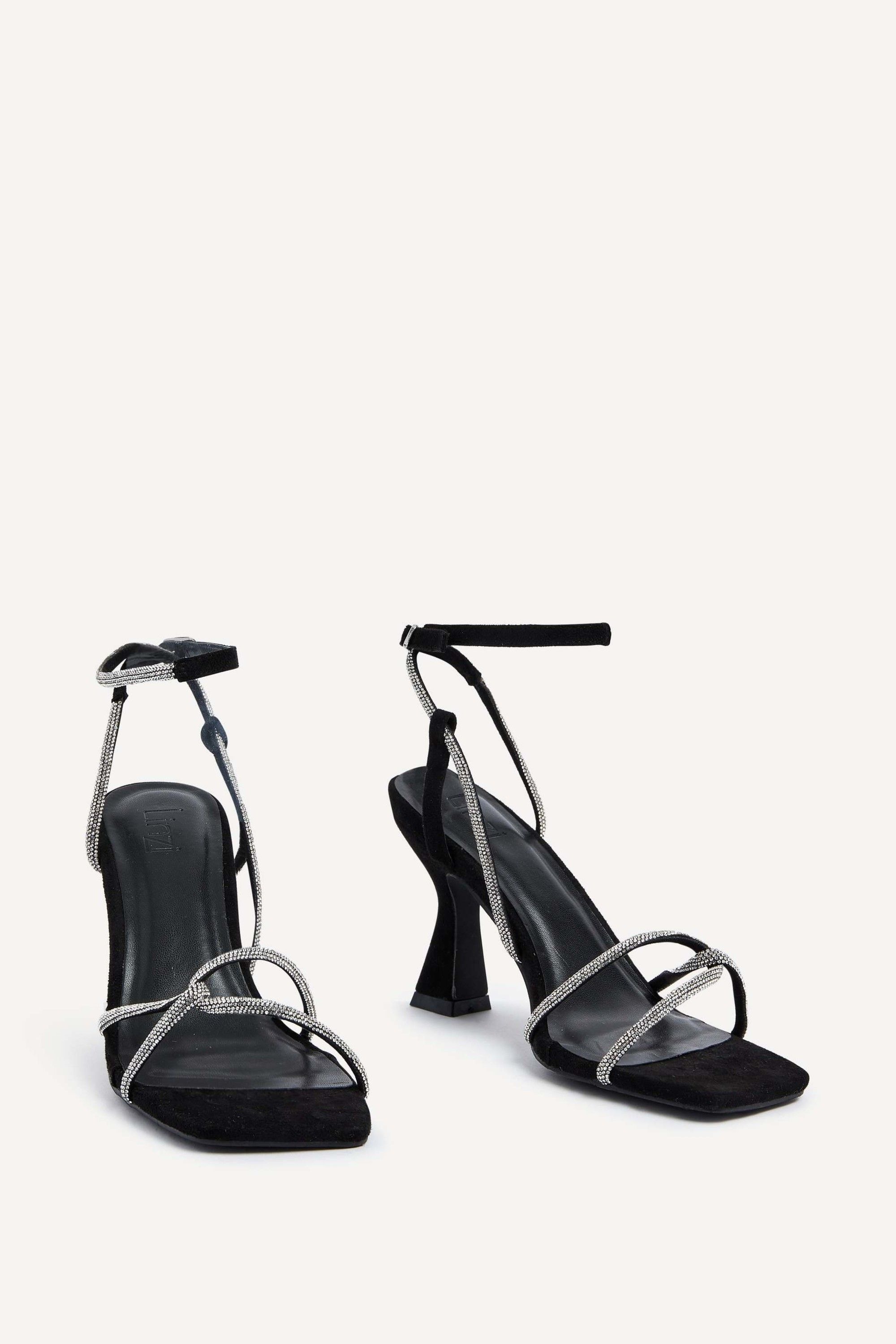 Linzi Entice Black Faux Suede Diamante Embellishes Strappy Heel image 3