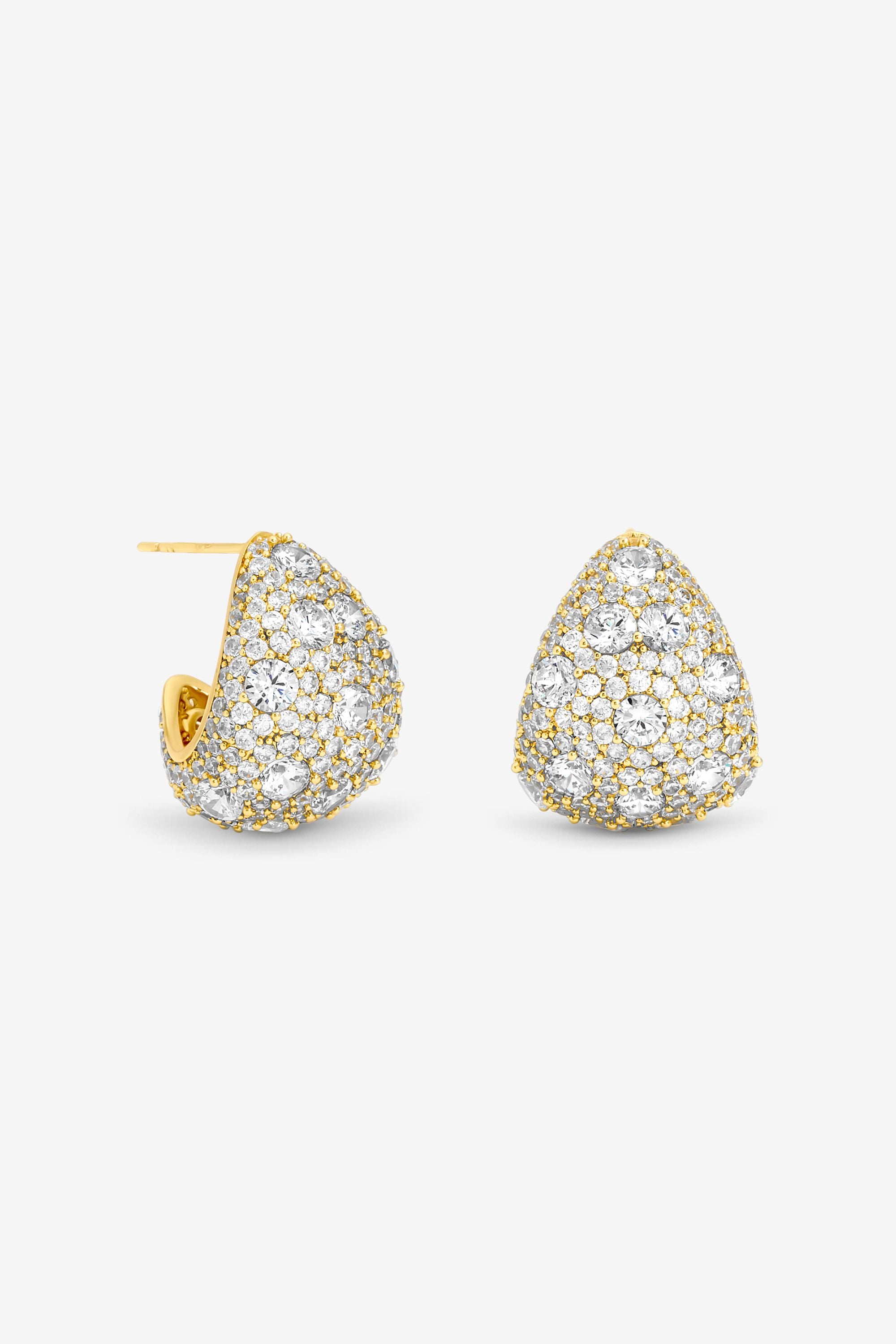 Jon Richard Gold Plated Crystal Large Dome Earrings image 1