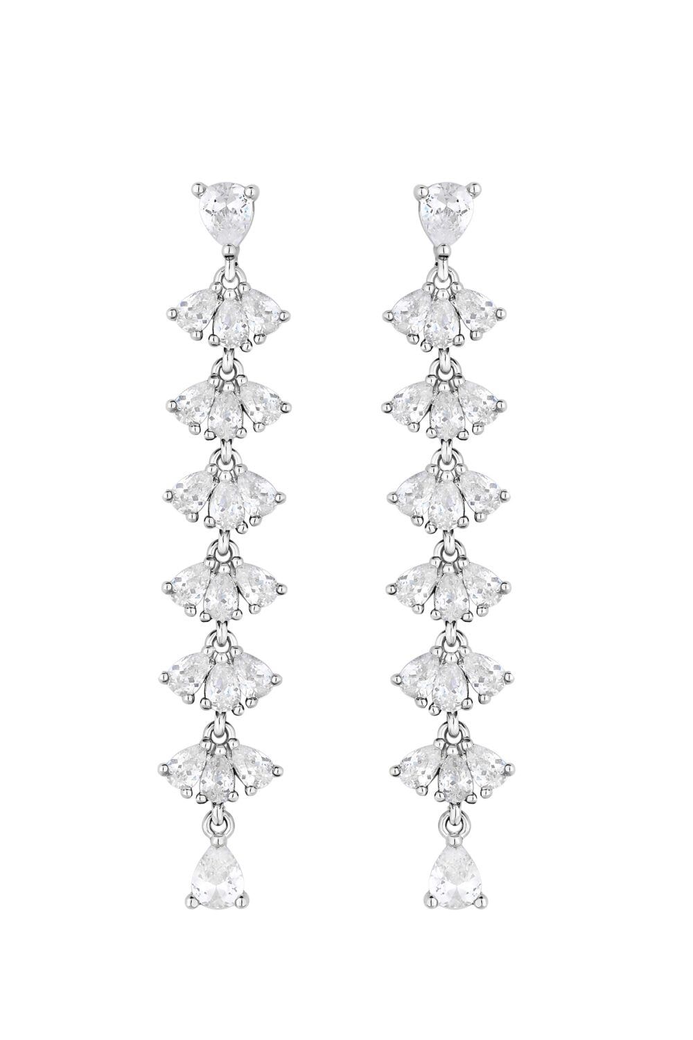 Jon Richard Rhodium Plated Cubic Zirconia Linear Drop Earrings image 1