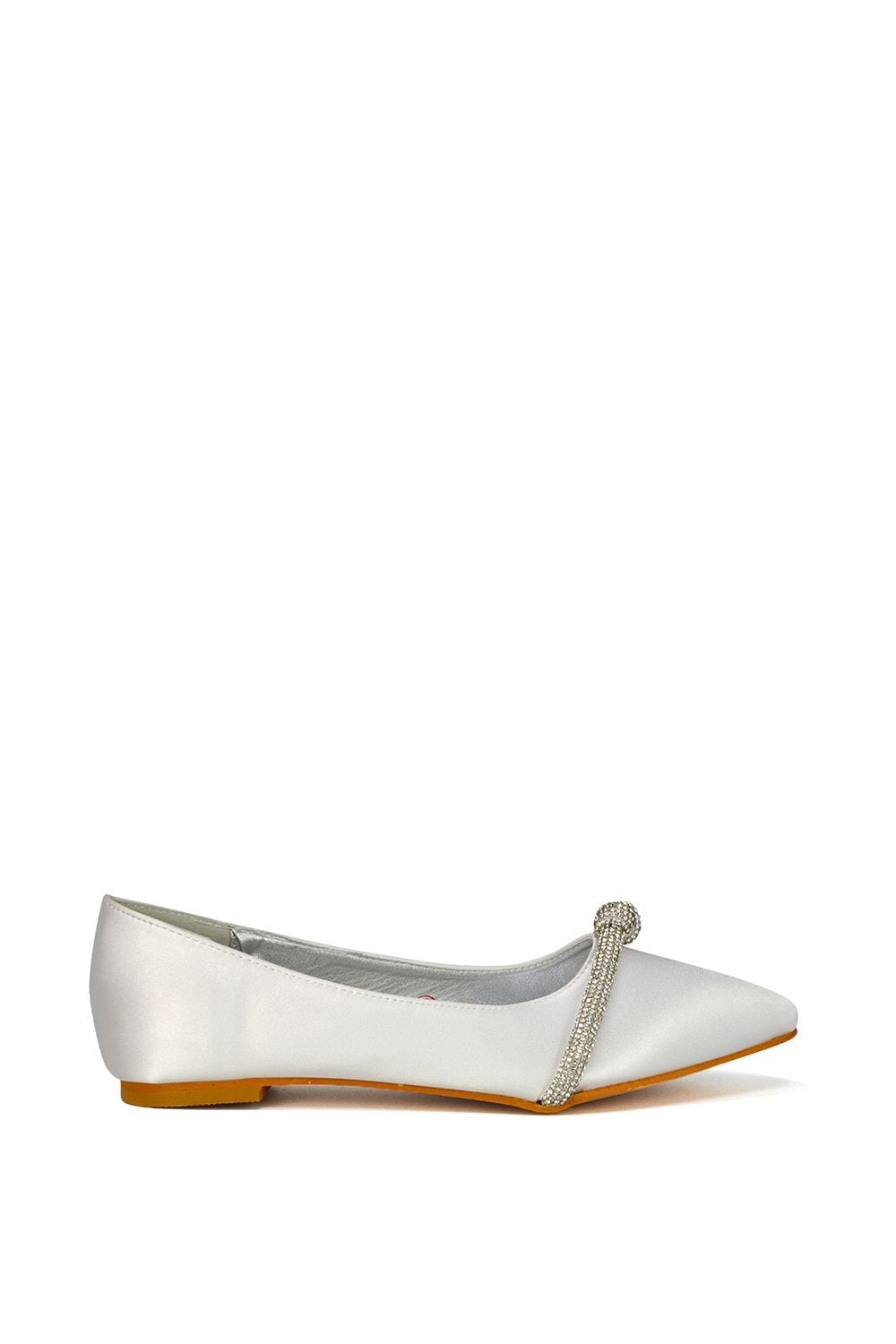 XY London 'Halley' Flat Heel Pointed Toe Sparkly Embellished Diamante Bridal Pumps image 2