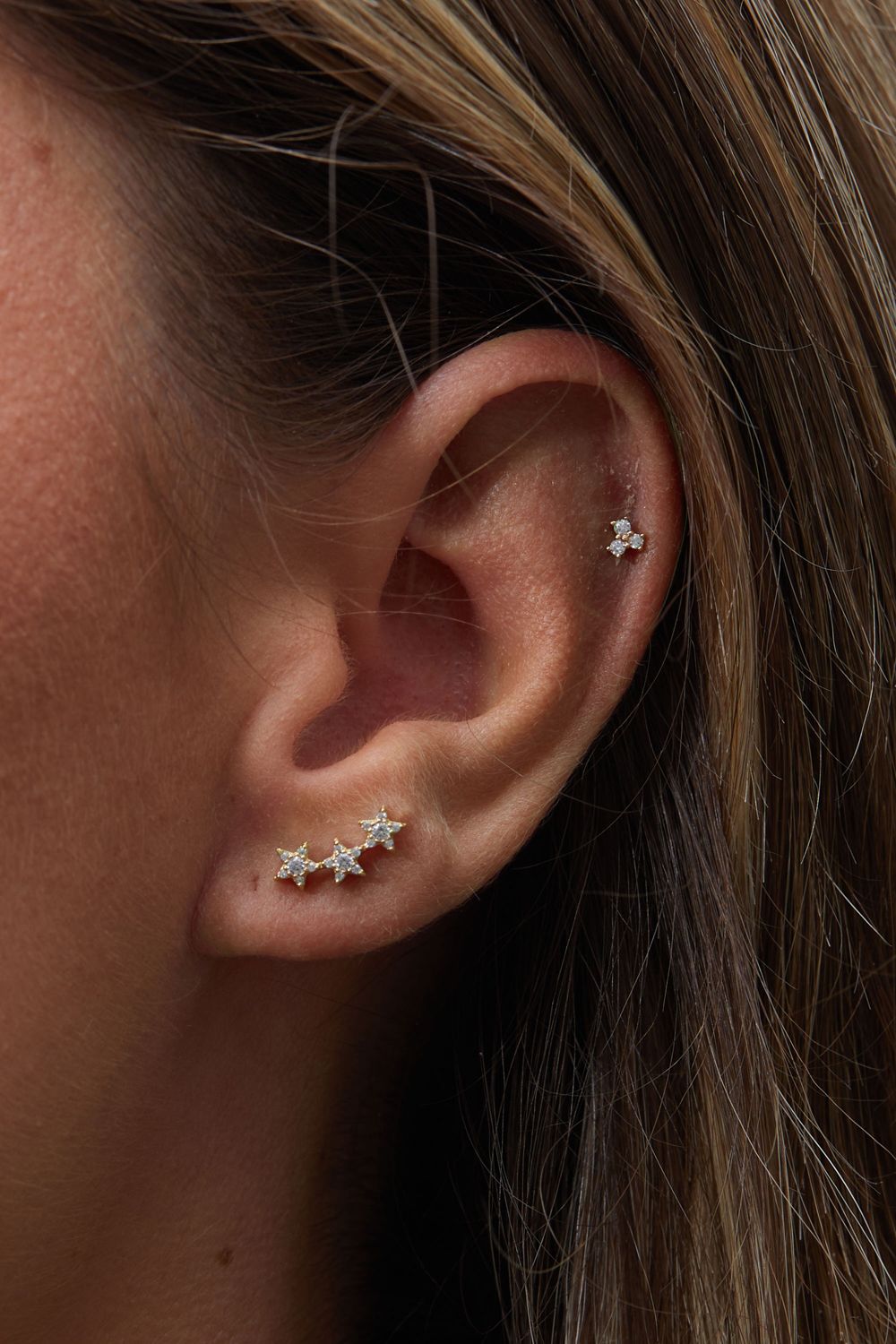 Inicio 14K Gold Plated Recycled Cubic Zirconia Star Ear Climber - Gift Pouch image 2