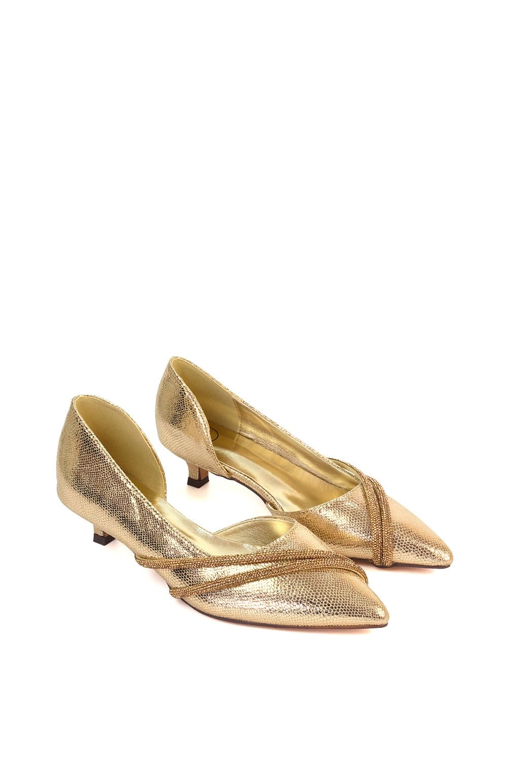 XY London 'Kirsty' Pointed Rhinestone Low Kitten Heel Court Shoes image 5