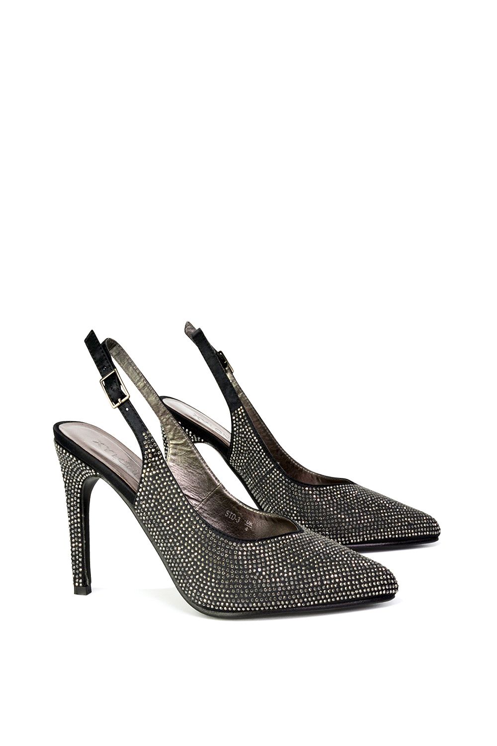 XY London 'Divine' Diamante Pointed Toe Slingback Bridal High Heel Stilettos image 2