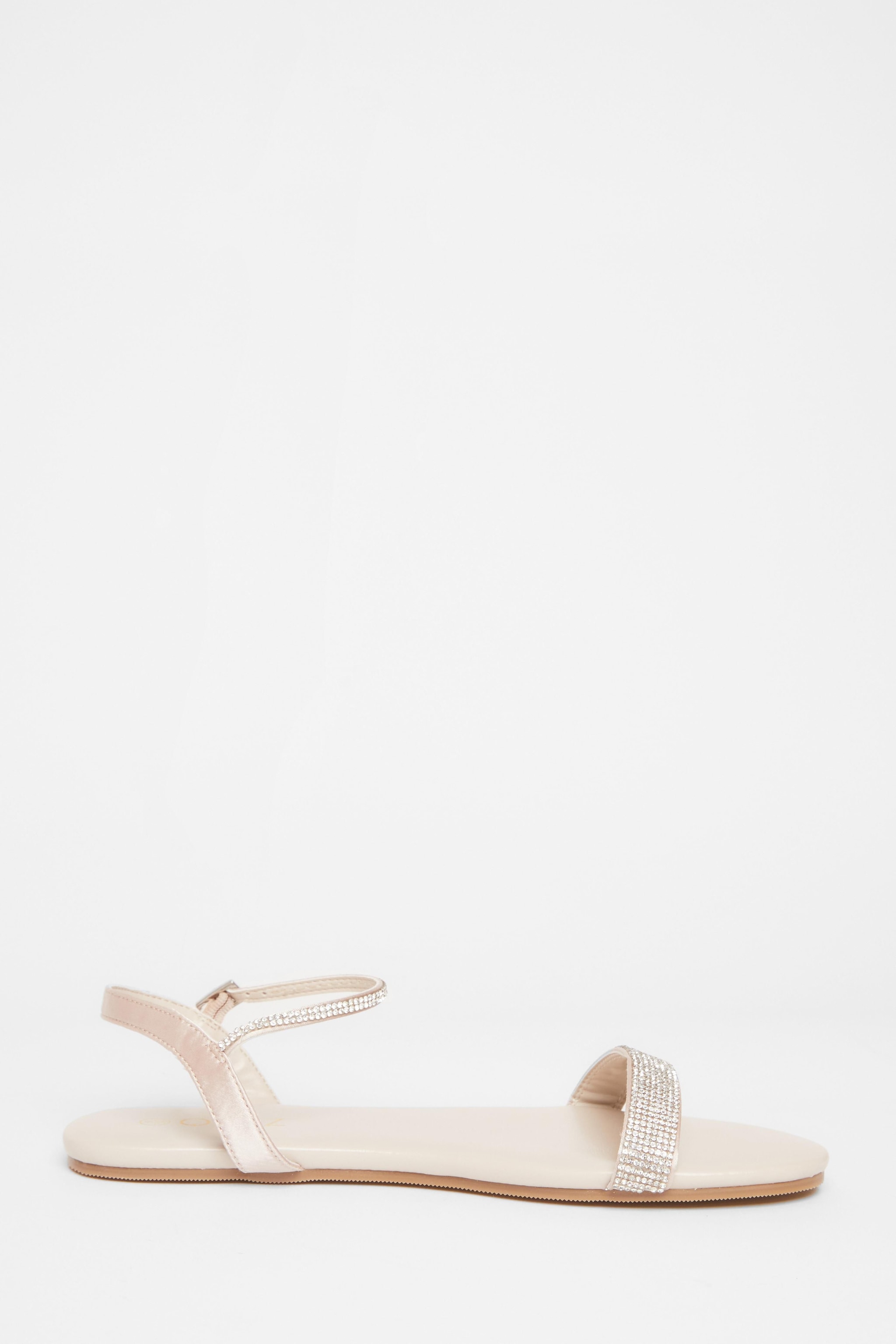 Quiz Nude Diamante Flat Sandals image 5