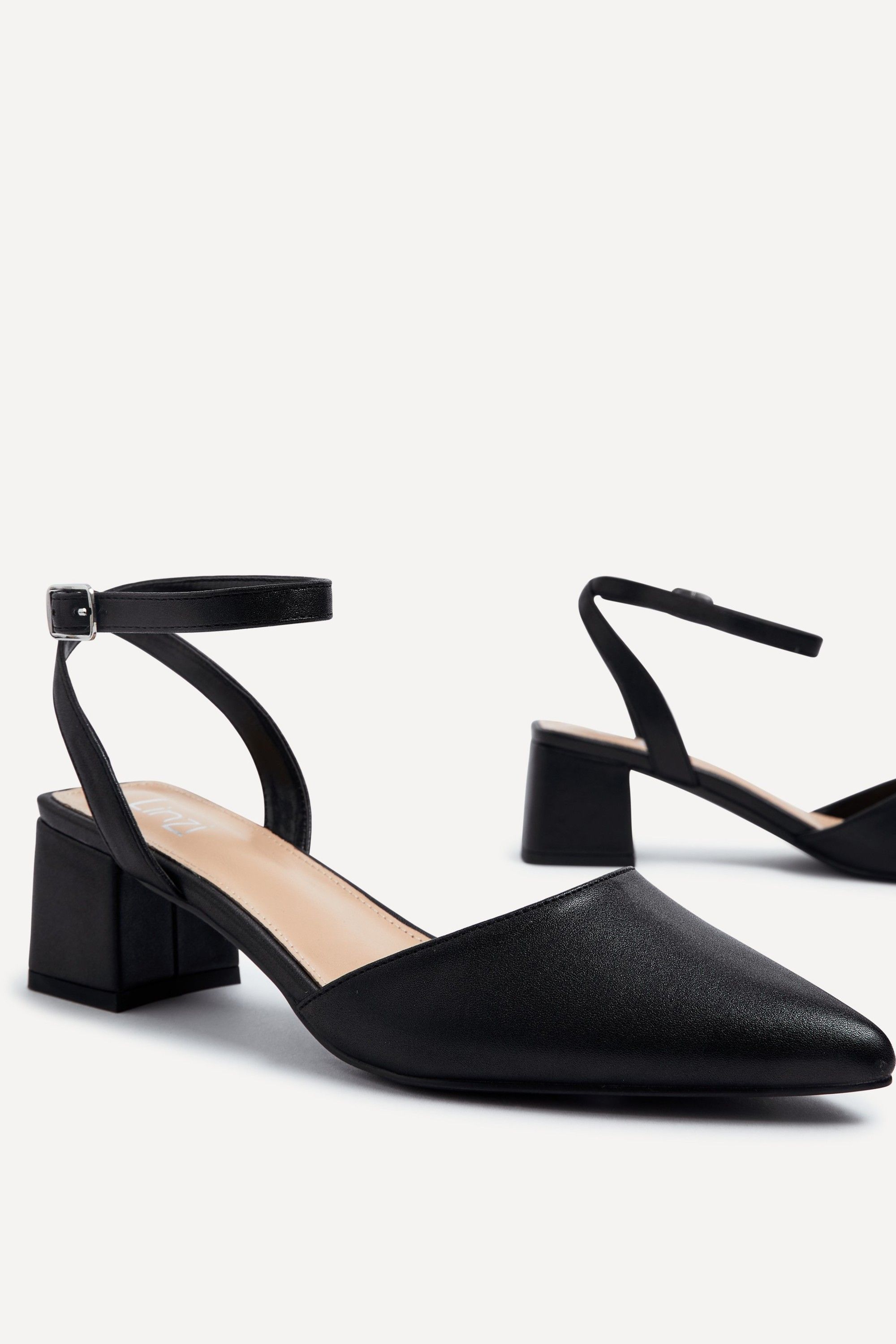 Linzi Suzy Wide Fit Black Faux Leather Court Heel image 4