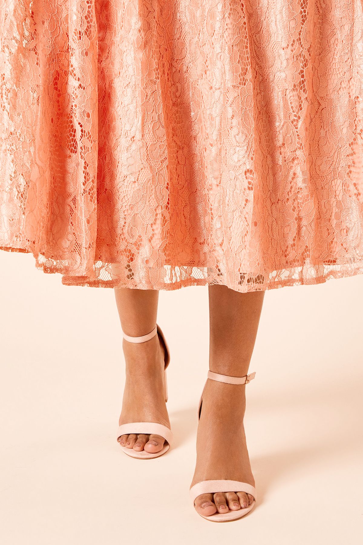 Dorothy Perkins Wide Fit Spark High Block Heel Sandals Blush image 2