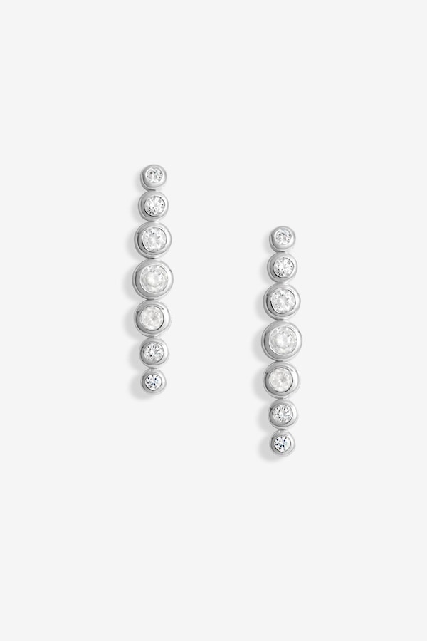 Simply Silver Sterling Silver 925 Cubic Zirconia Graduated Tennis Drop Earrings