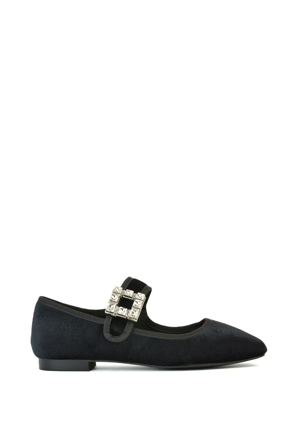 XY London 'Rhyse' Mary Jane Diamante Buckle Square Toe Pumps image 1