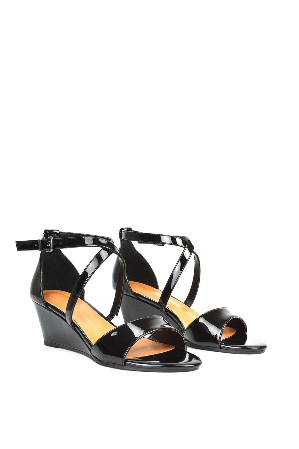 XY London 'Kylie' Strappy Mid Wedge Heel Shoes With Ankle Strap image 3