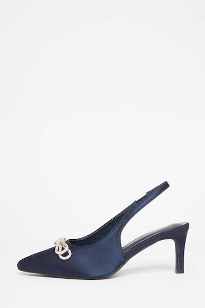 Quiz Navy Wide Fit Sling Back Heels