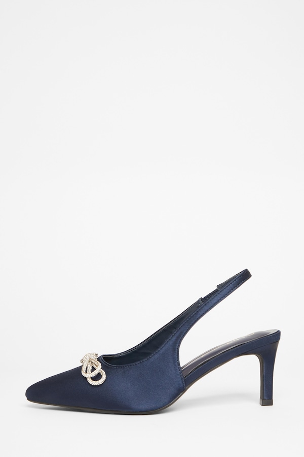 Quiz Navy Wide Fit Sling Back Heels