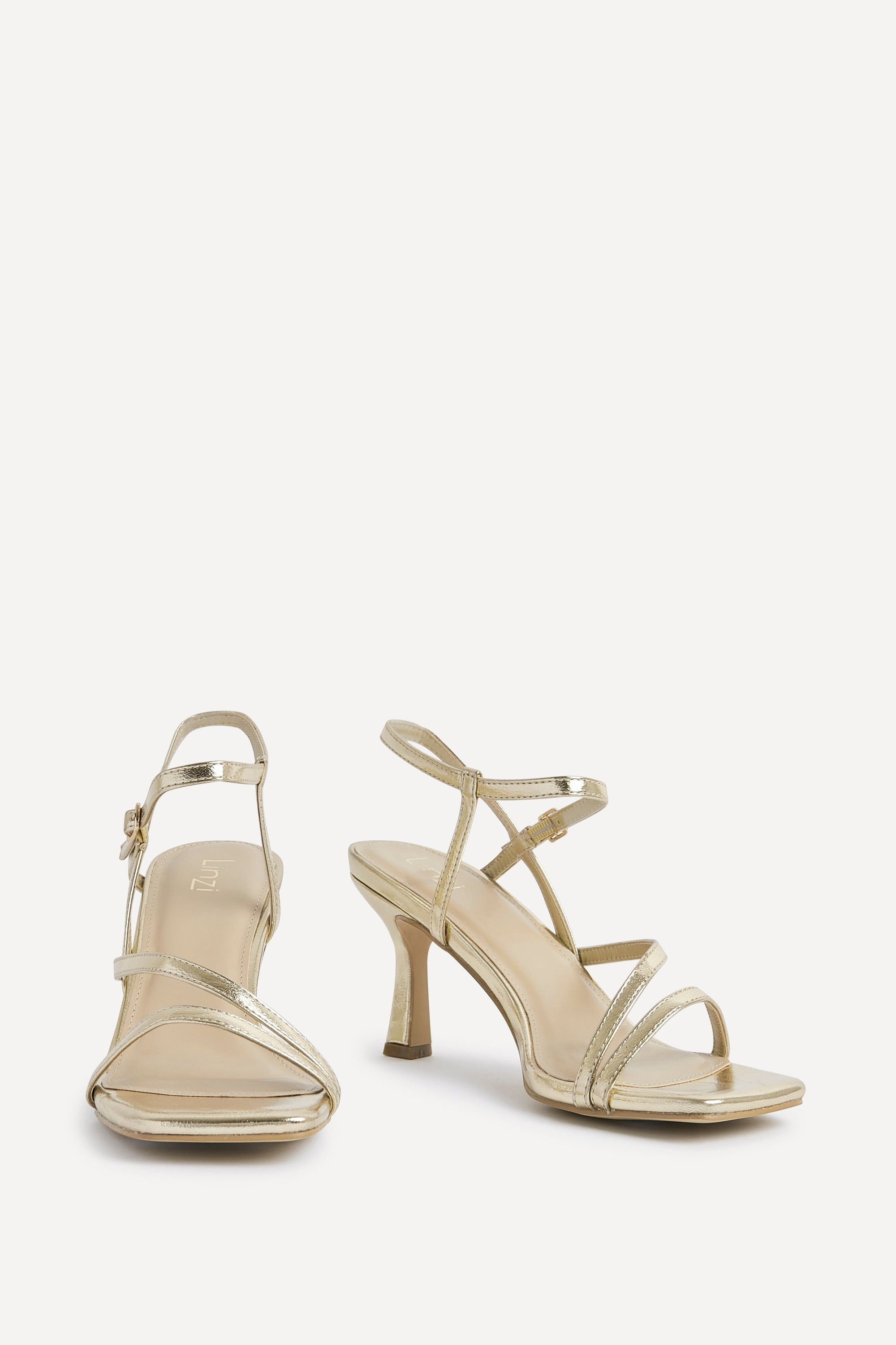 Linzi Nicole Gold Faux Leather Strappy Heels image 5