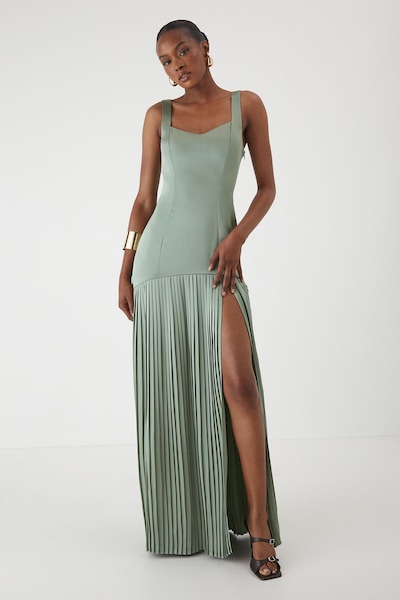 MissPap Premium Satin Square Pleated Skirt Bridesmaid Dress Sage