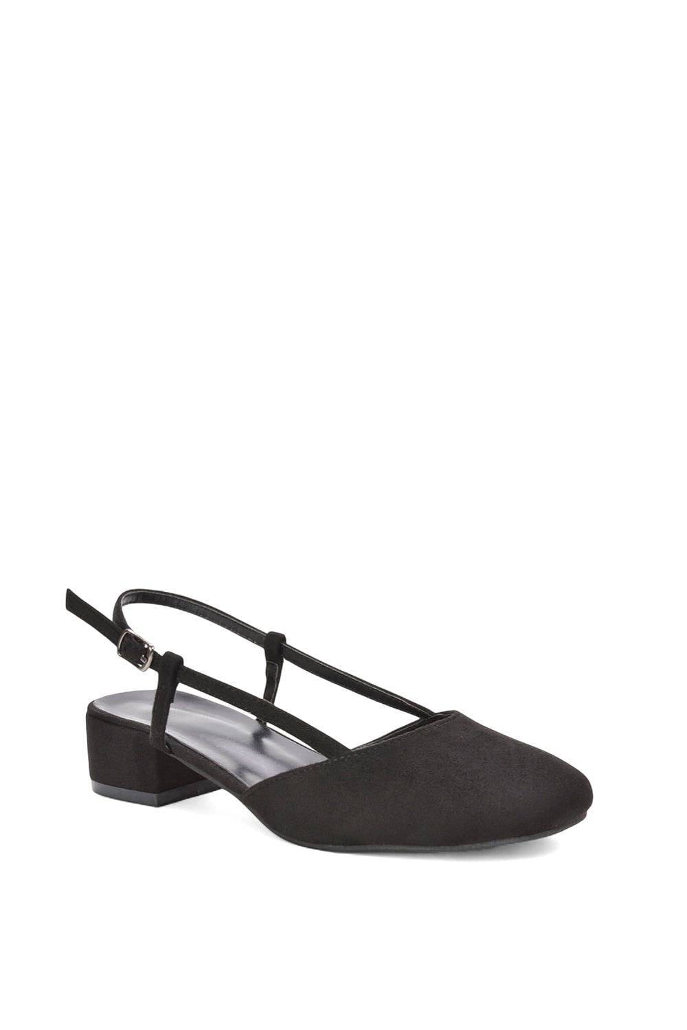 XY London 'Kira' Low Heel Court Shoes With Slingback and Buckle image 2