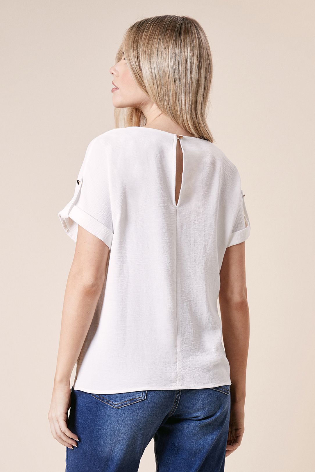 Dorothy Perkins Roll Sleeve Blouse Ivory image 3