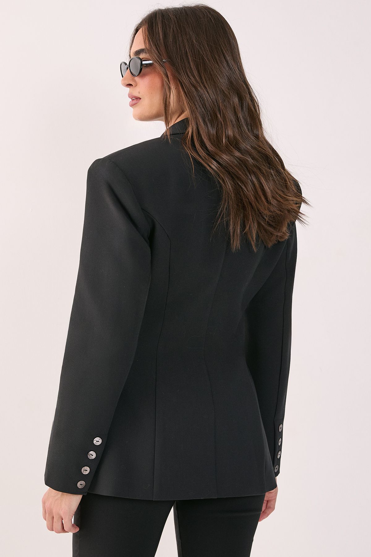 NastyGal Premium Cinched Waist Blazer Black image 3