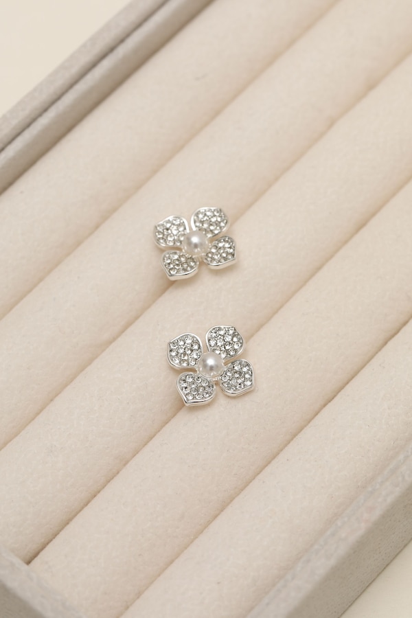 Mood Silver Plated and Pearl Clover Earrings