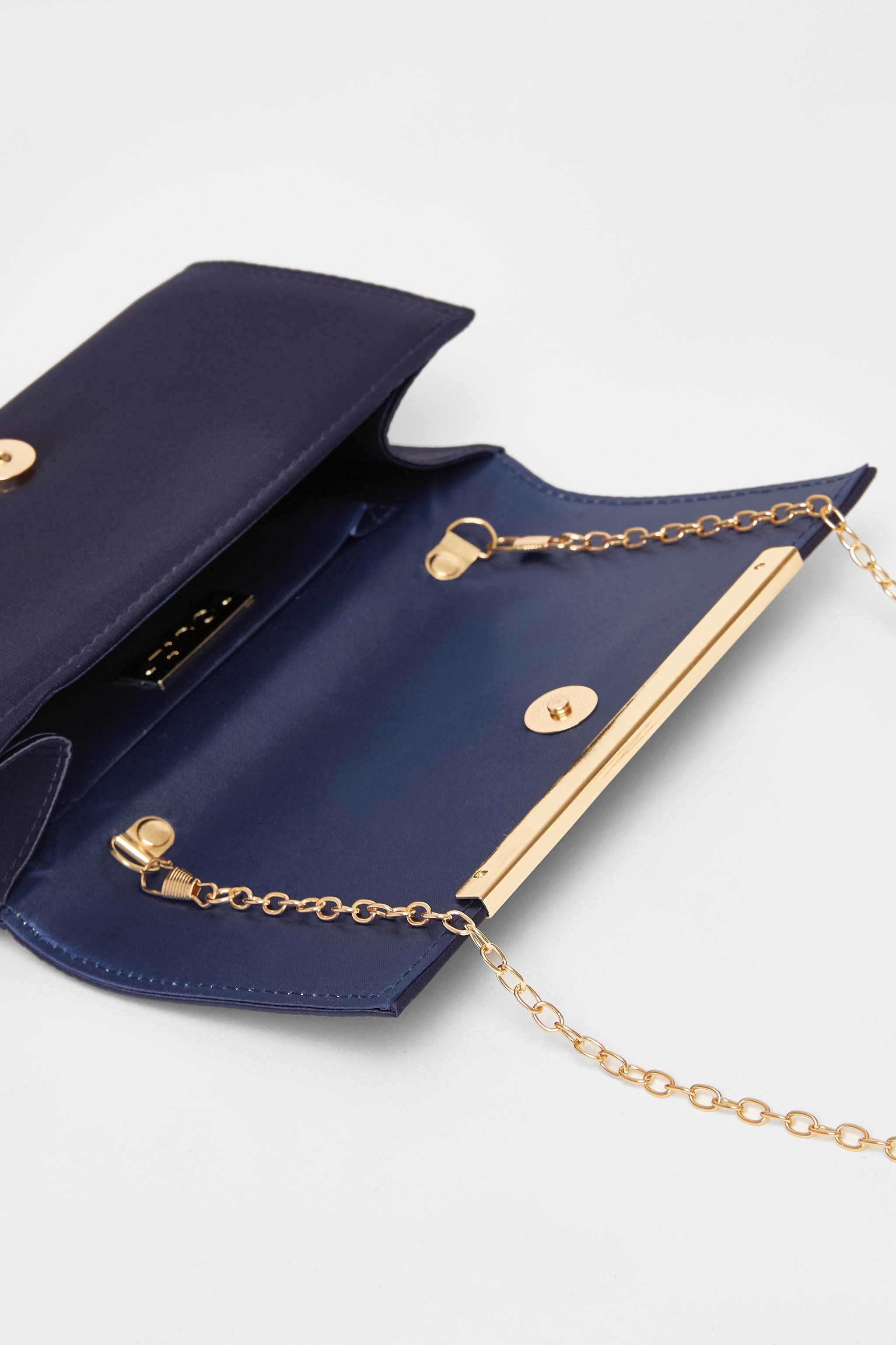 Quiz Navy Satin Long Clutch Bag image 2