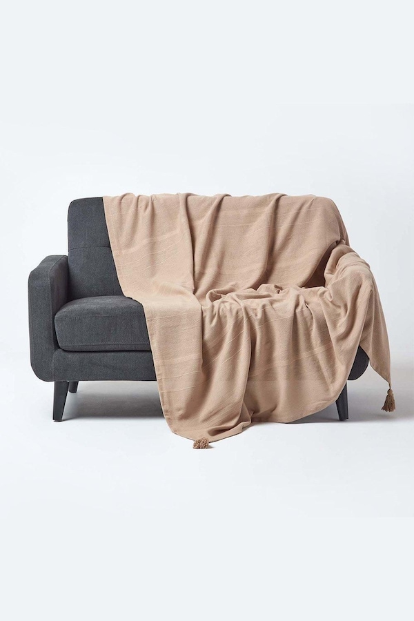 Homescapes Cotton Rajput Ribbed Throw