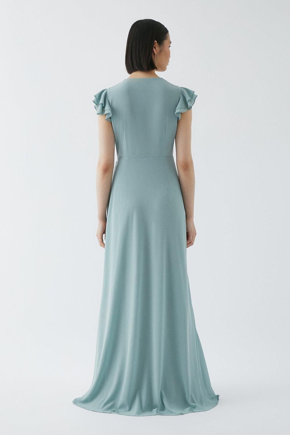 Coast Double Flutter Sleeve Waterfall Wrap Bridesmaid Dress Sage image 3
