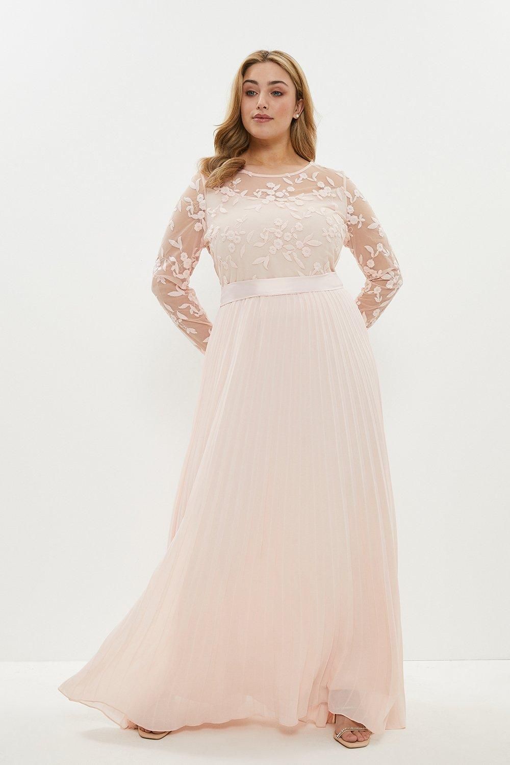 Coast Plus Size Embroidered Long Sleeve Maxi Dress Blush image 1