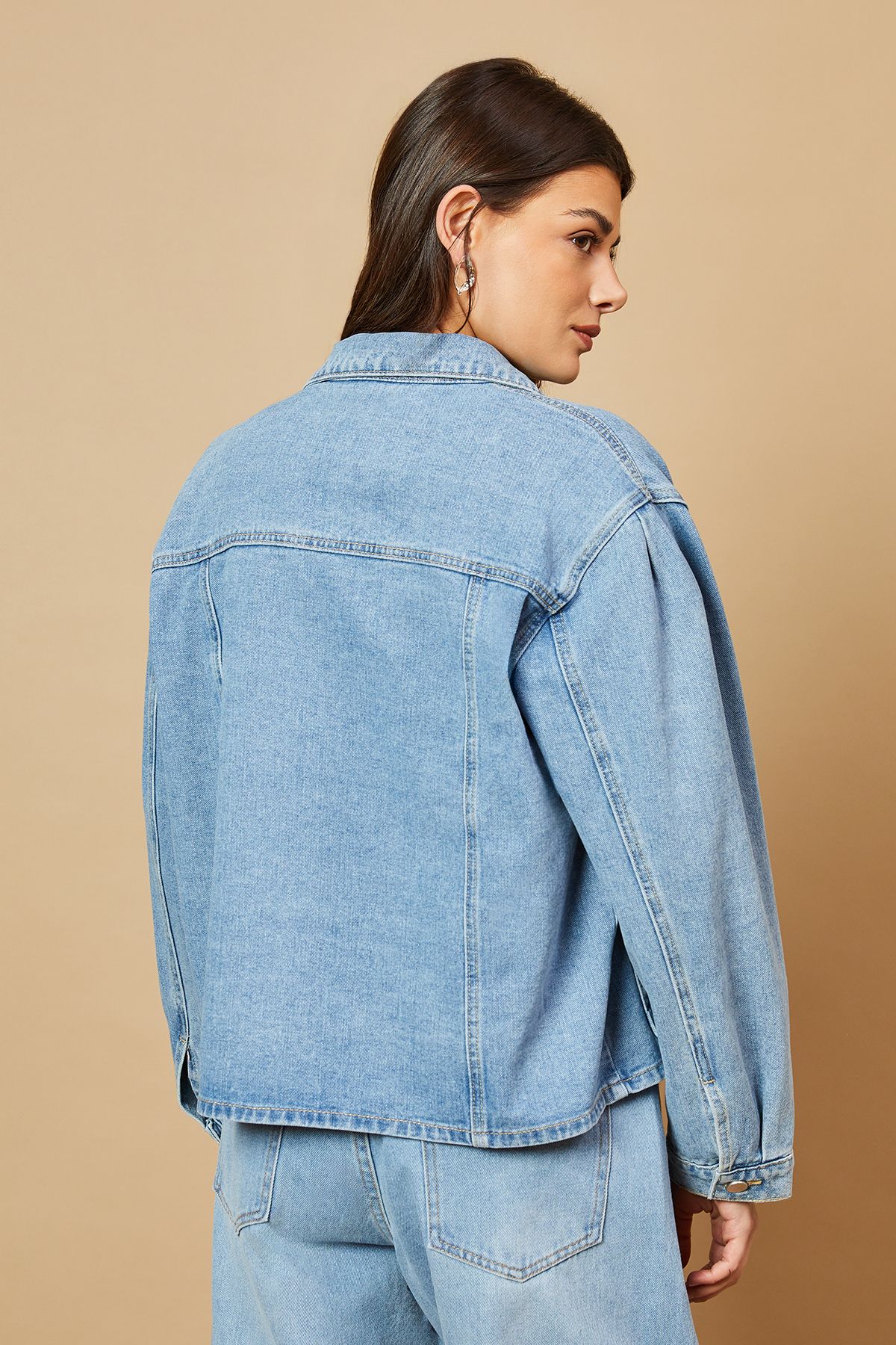 Oasis Denim Jacket With Patch Pockets Light Wash image 3