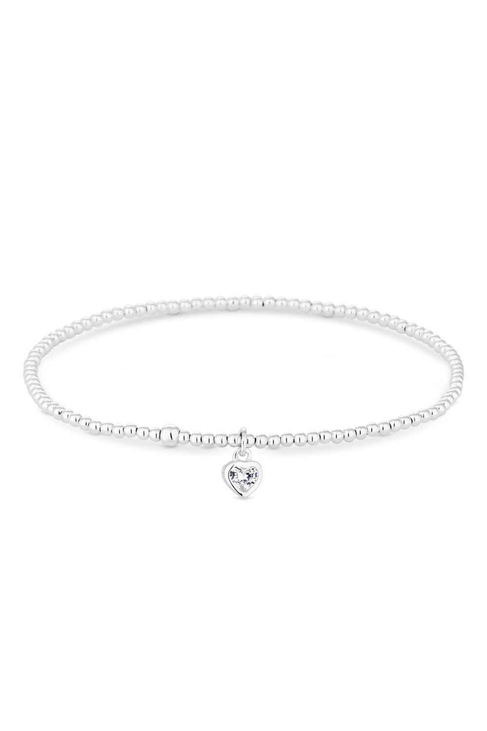 Simply Silver Sterling Silver 925 With Cubic Zirconia Heart Stretch Bracelets image 1