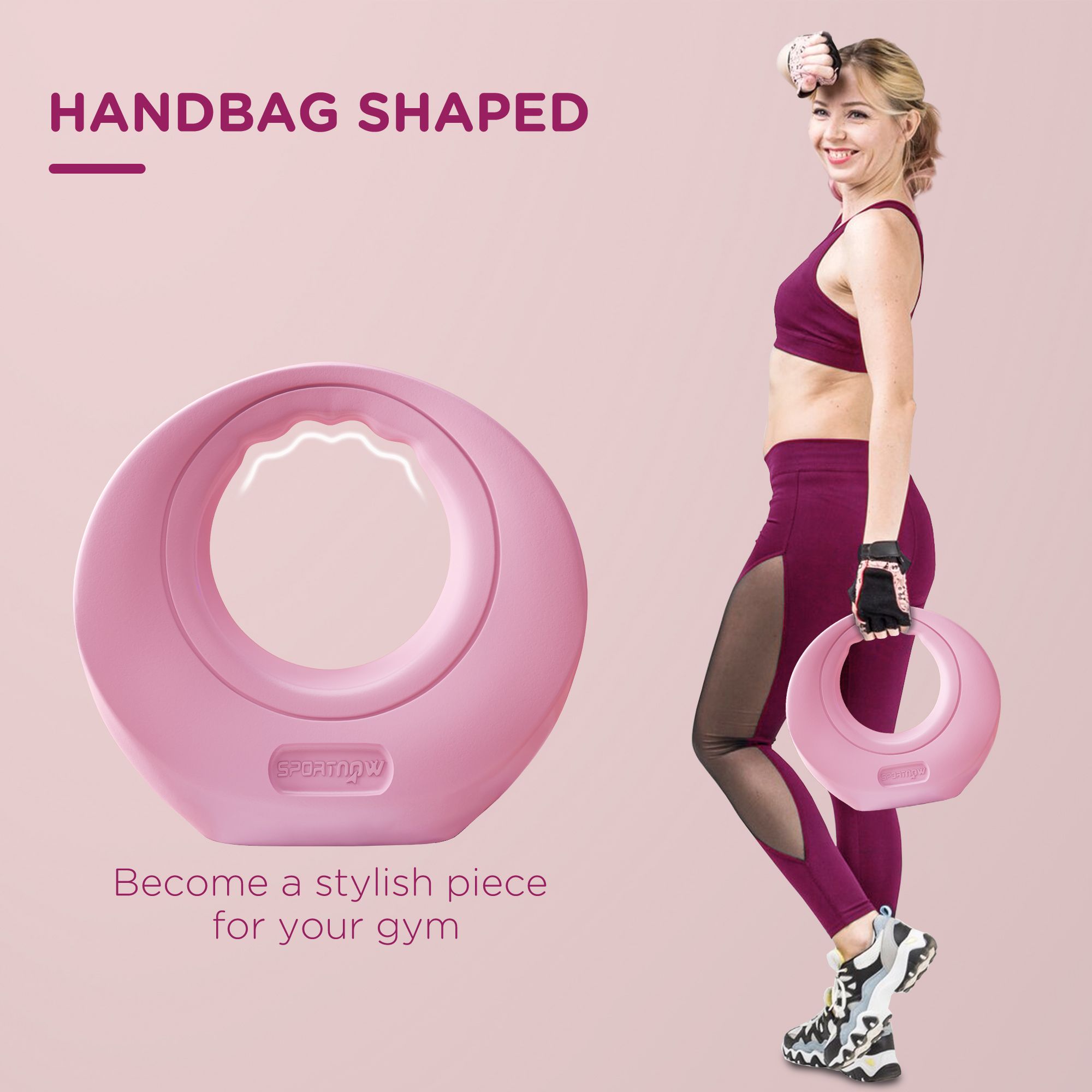 SPORTNOW 12kg Kettlebell for Weight Lifting, Strength Training, Pink image 4