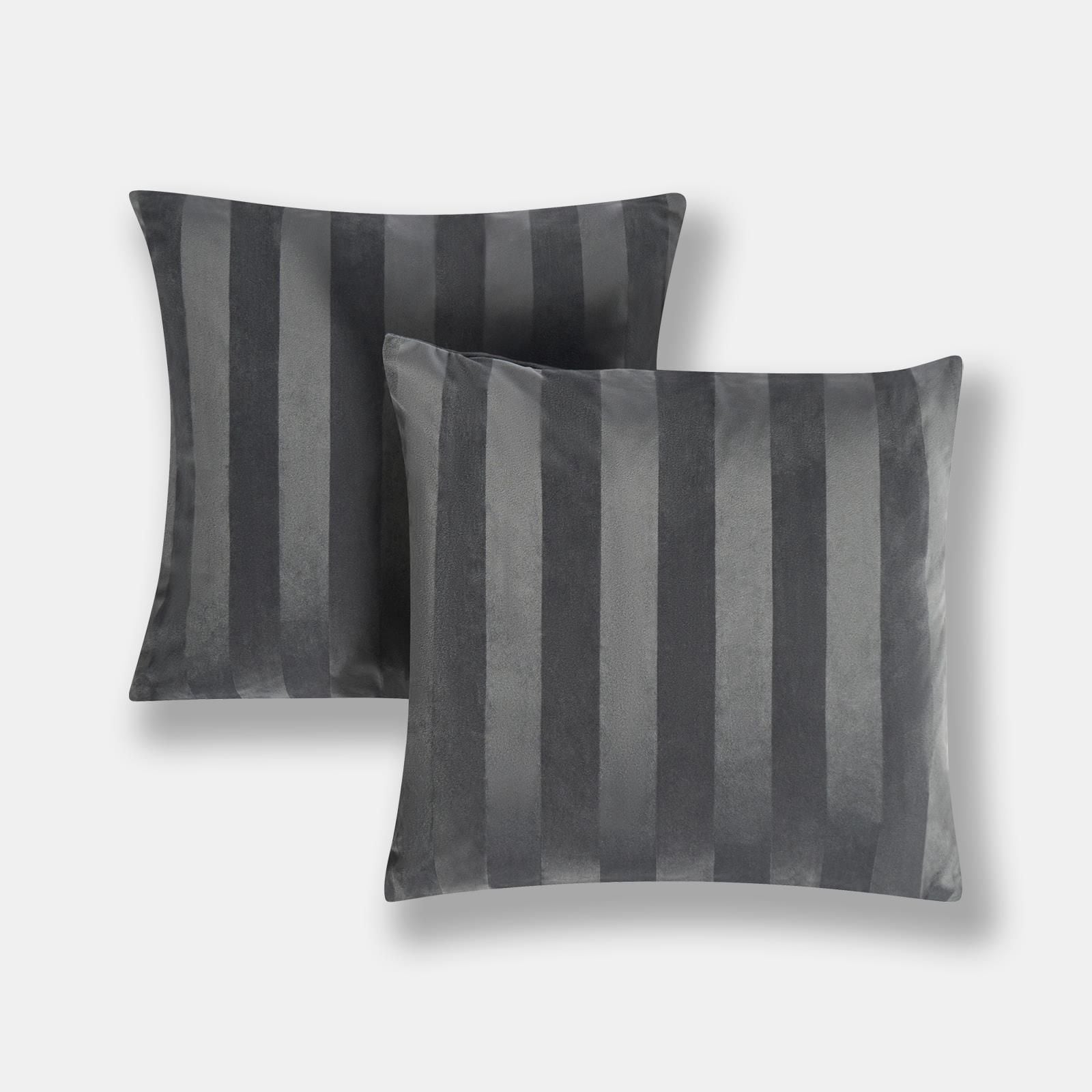 OHS 2 Pack Soft Stripe Velvet Decorative Square Cushion Covers image 1